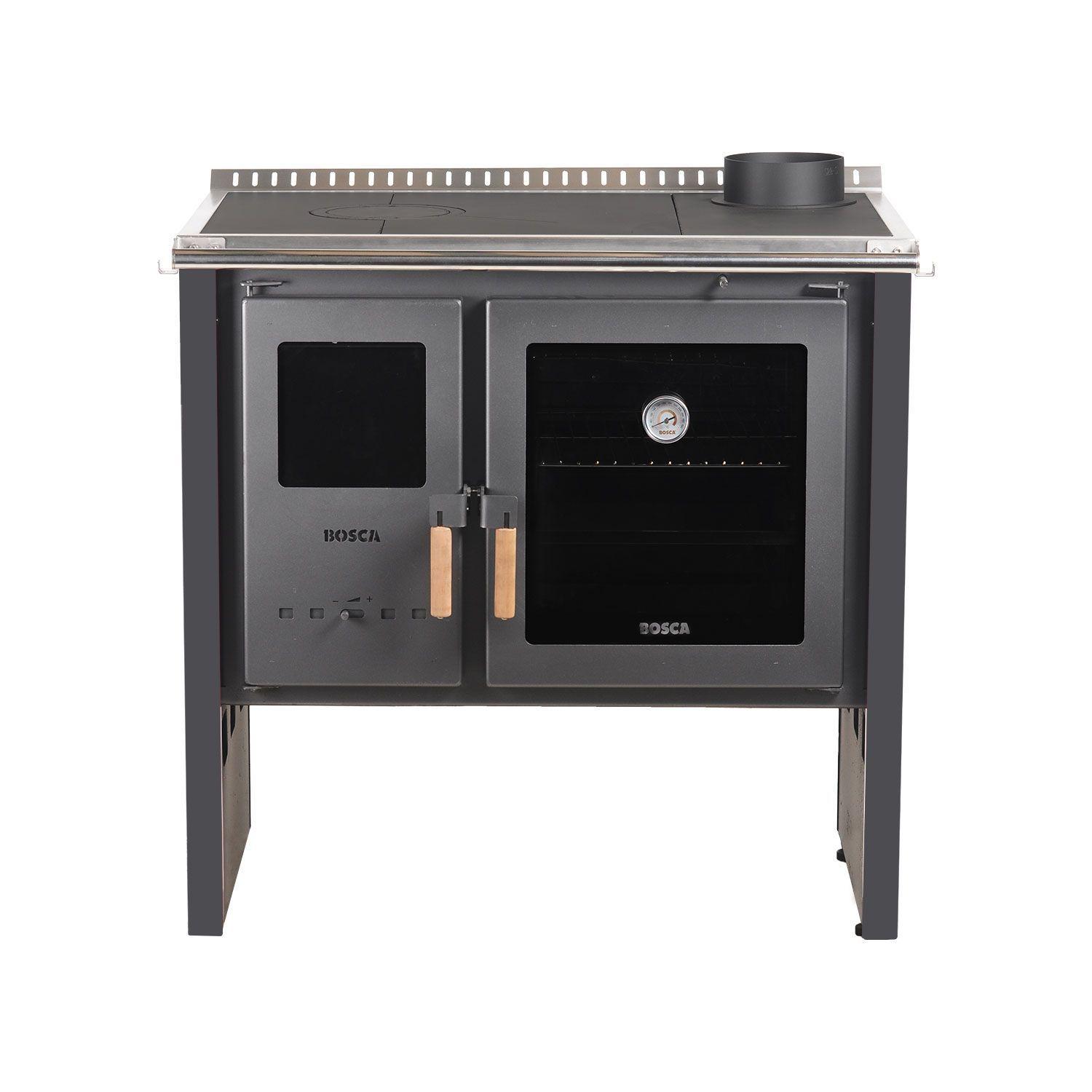 Pack Cocina a Leña Bosca Hestia 90 Charcoal + Kit de Instalacion-1
