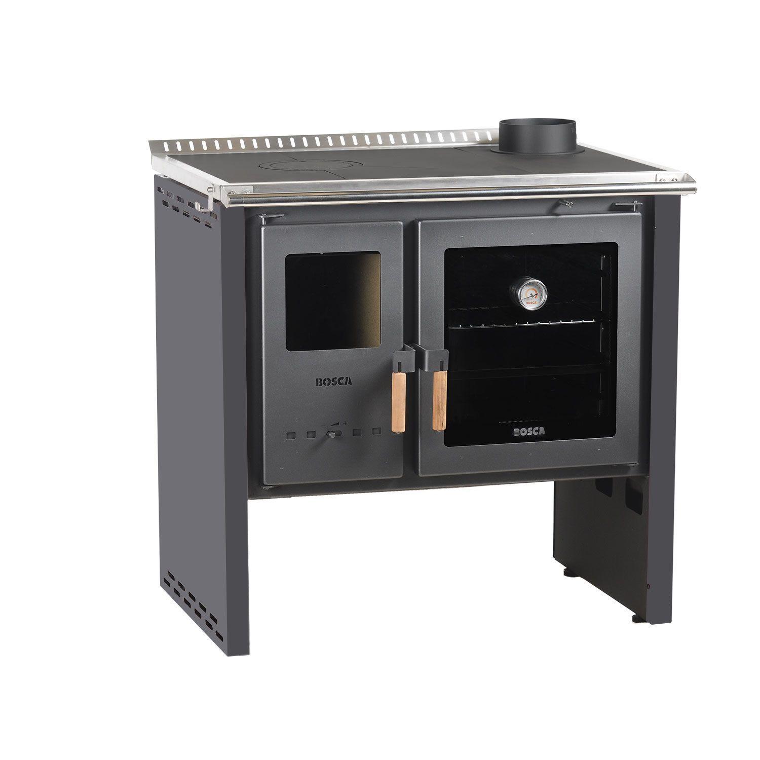 Pack Cocina a Leña Bosca Hestia 90 Charcoal + Kit de Instalacion-2