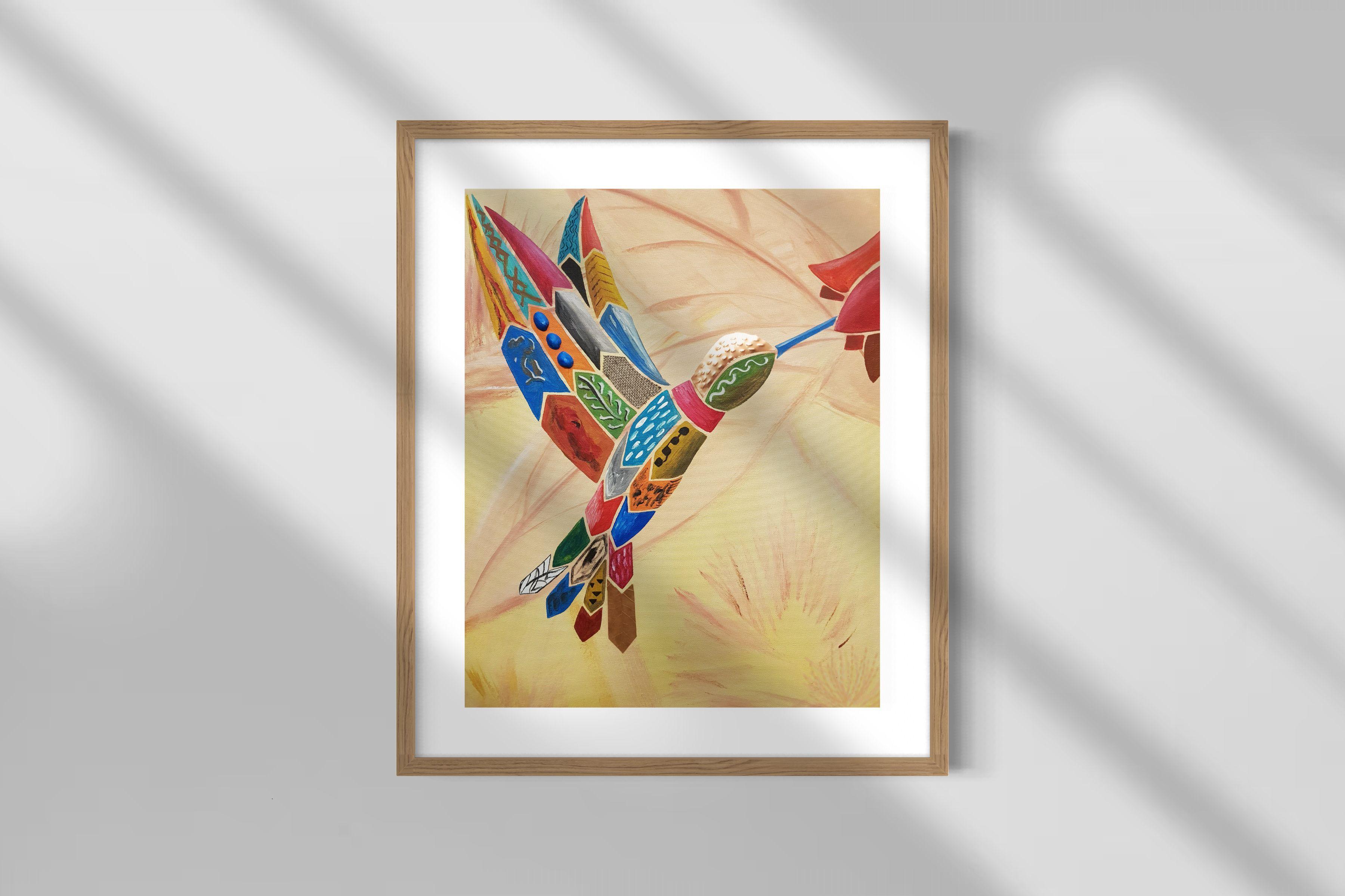 Cuadro: El colibrí y el copihue / 50 x 70 con paspartú-0