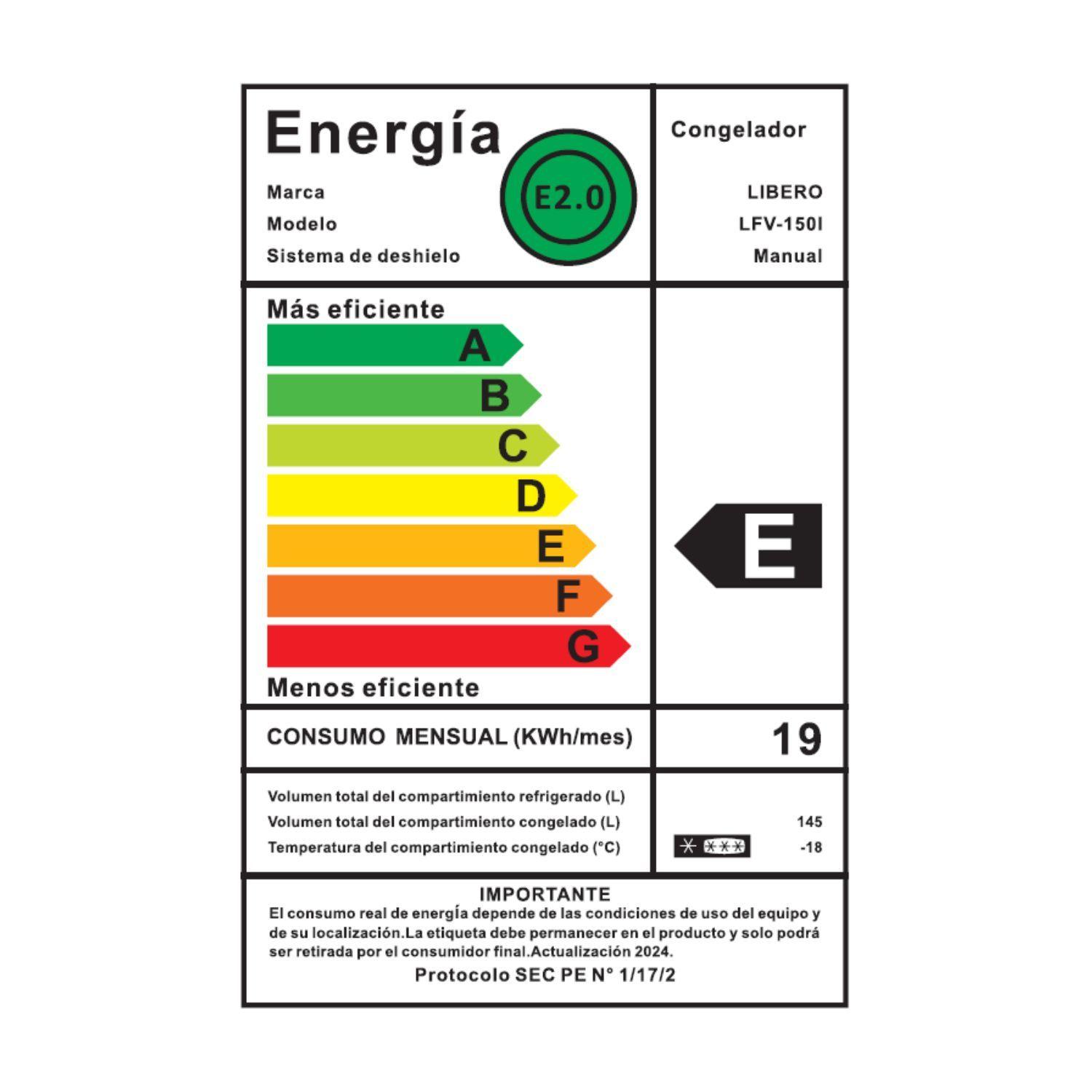 FREEZER VERTICAL FRIO DIRECTO 145 LTS LFV-150I INOX-5