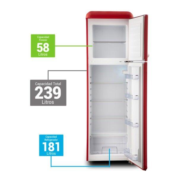 REFRIGERADOR RETRO LRT-280DFRR ROJO-1