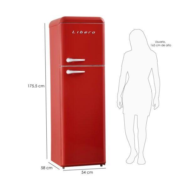 REFRIGERADOR RETRO LRT-280DFRR ROJO-2