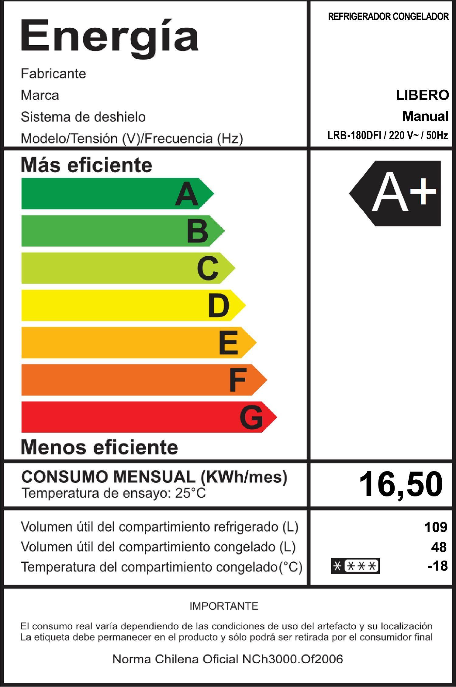 REFRIGERADOR BOTTOM FREEZER FRIO DIRECTO 157 LTS LRB-180DFI-8