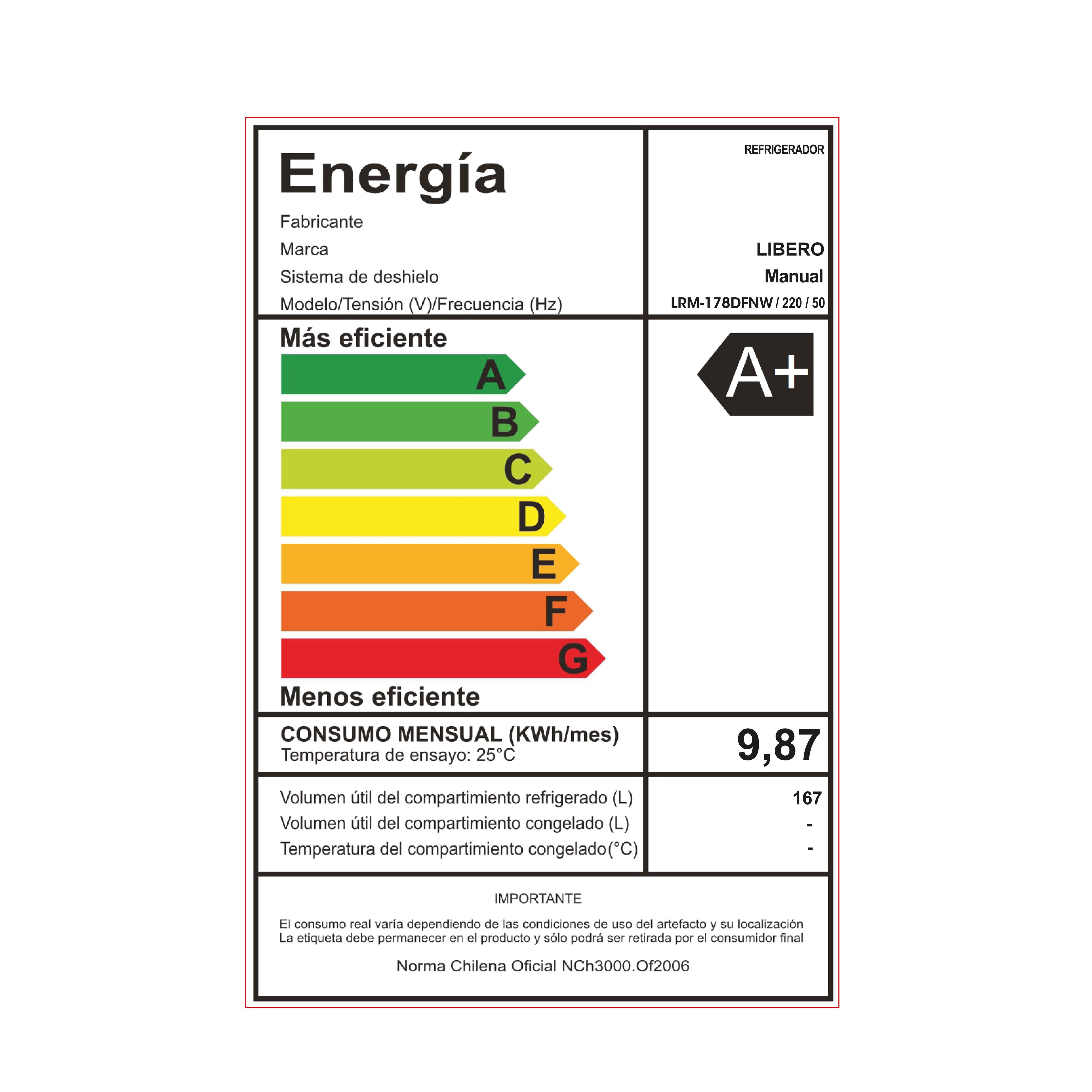 REFRIGERADOR FRIO DIRECTO 167 LTS LRM-178DFNW NEGRO-8