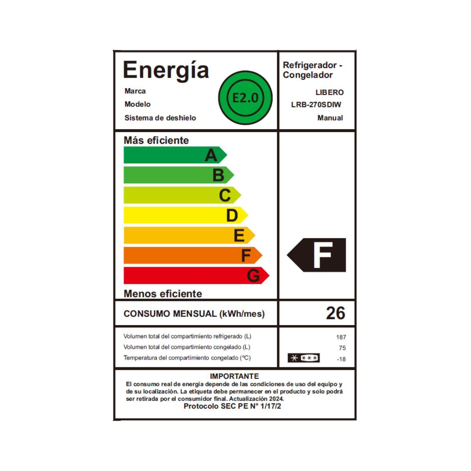 REFRIGERADOR BOTTOM FREEZER FRIO DIRECTO 262 LTS LRB-270SDIW-3