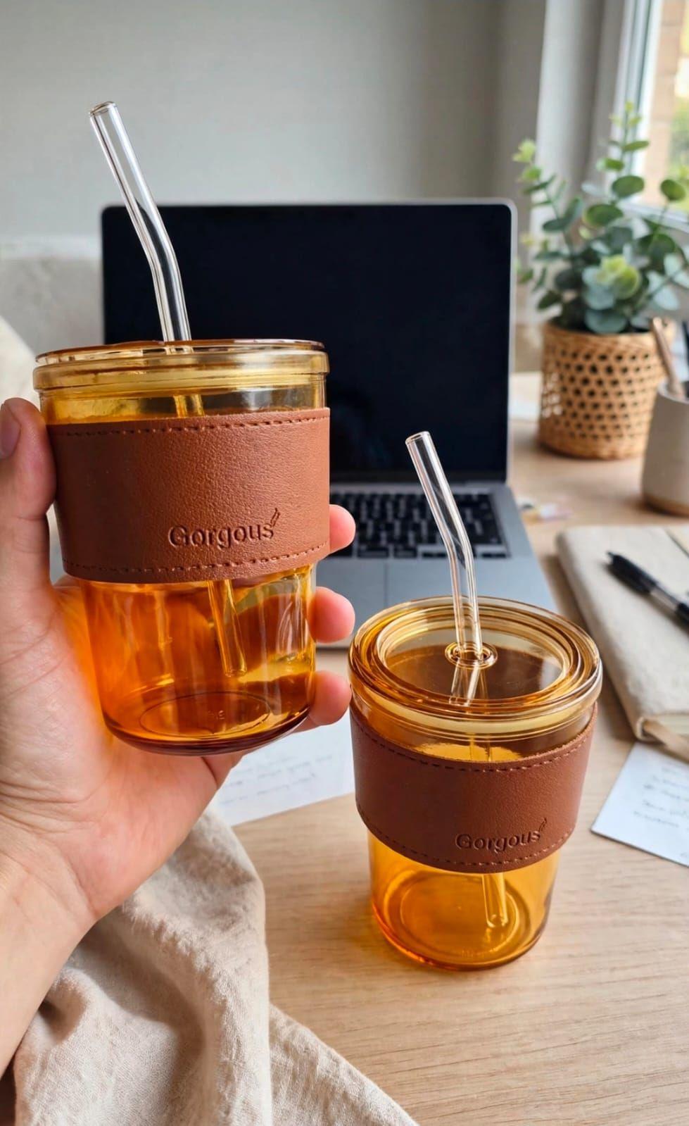 Vaso de Vidrio Con Bombilla Hermetico-2