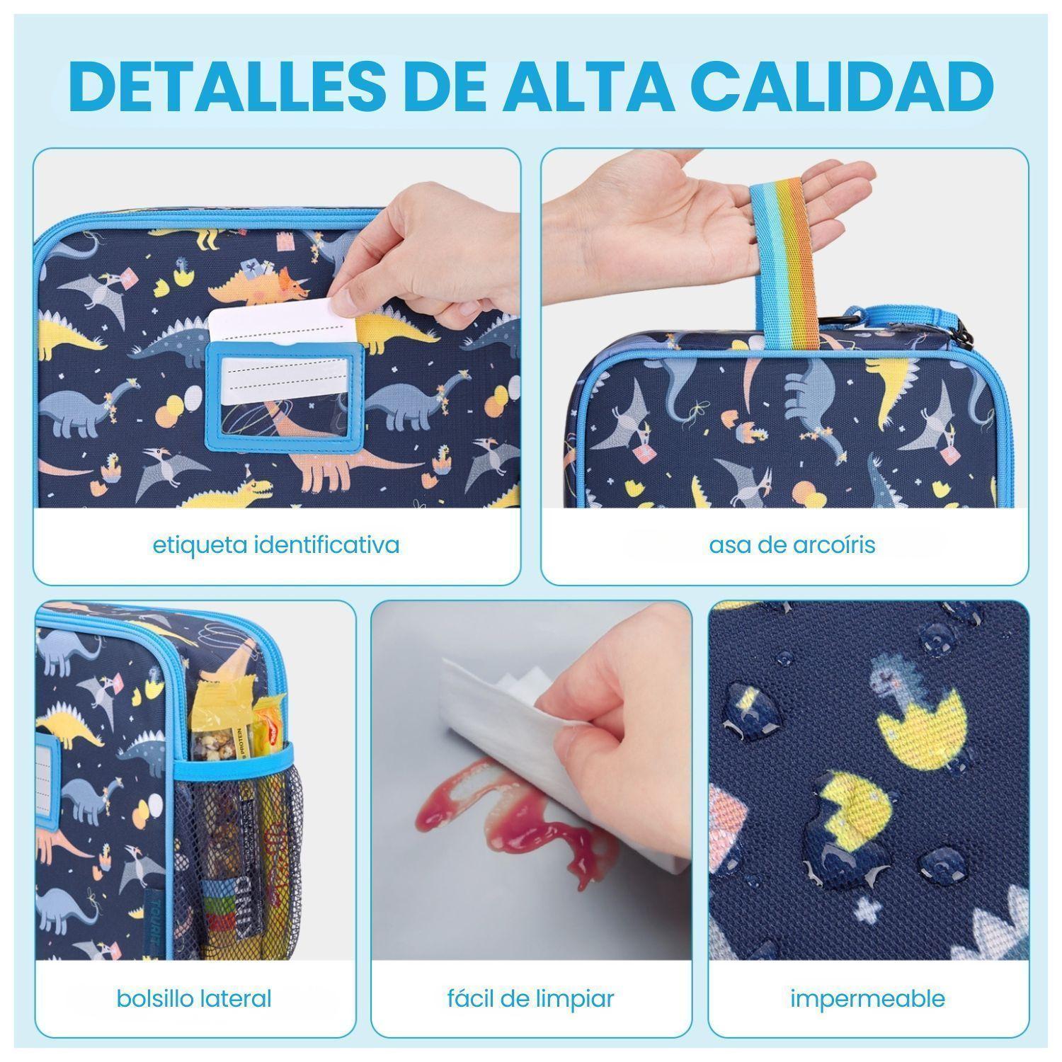 Tourit Lonchera Térmica Kids 5.5L Infantil Impermeable Azul Dinosaurios-5