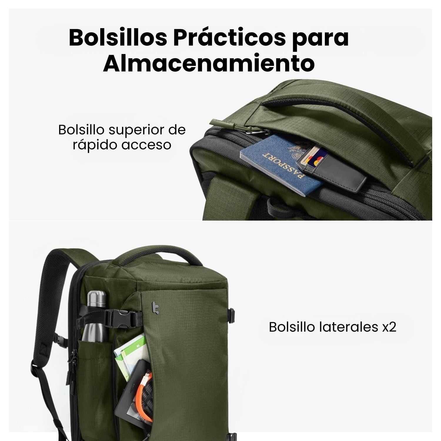 Tomtoc Mochila de Viaje Navigator-T66 Liteway para Notebook 16" 28L Verde-6