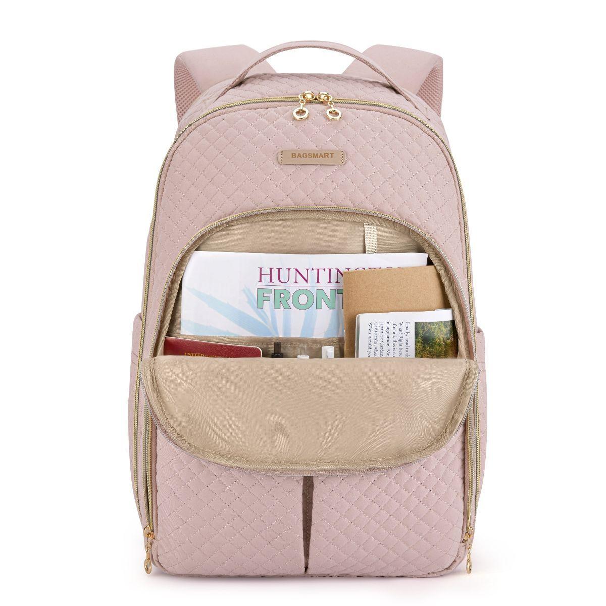 Bagsmart - Mochila Bonchemin para notebook hasta 15.6" - Rosado-1