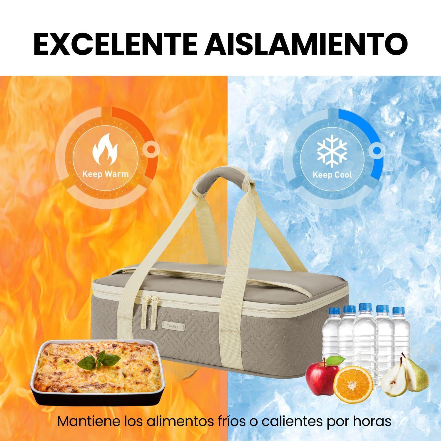 Tourit Bolso Térmico para Fuente Simple 9x13 Impermeable Camel-5