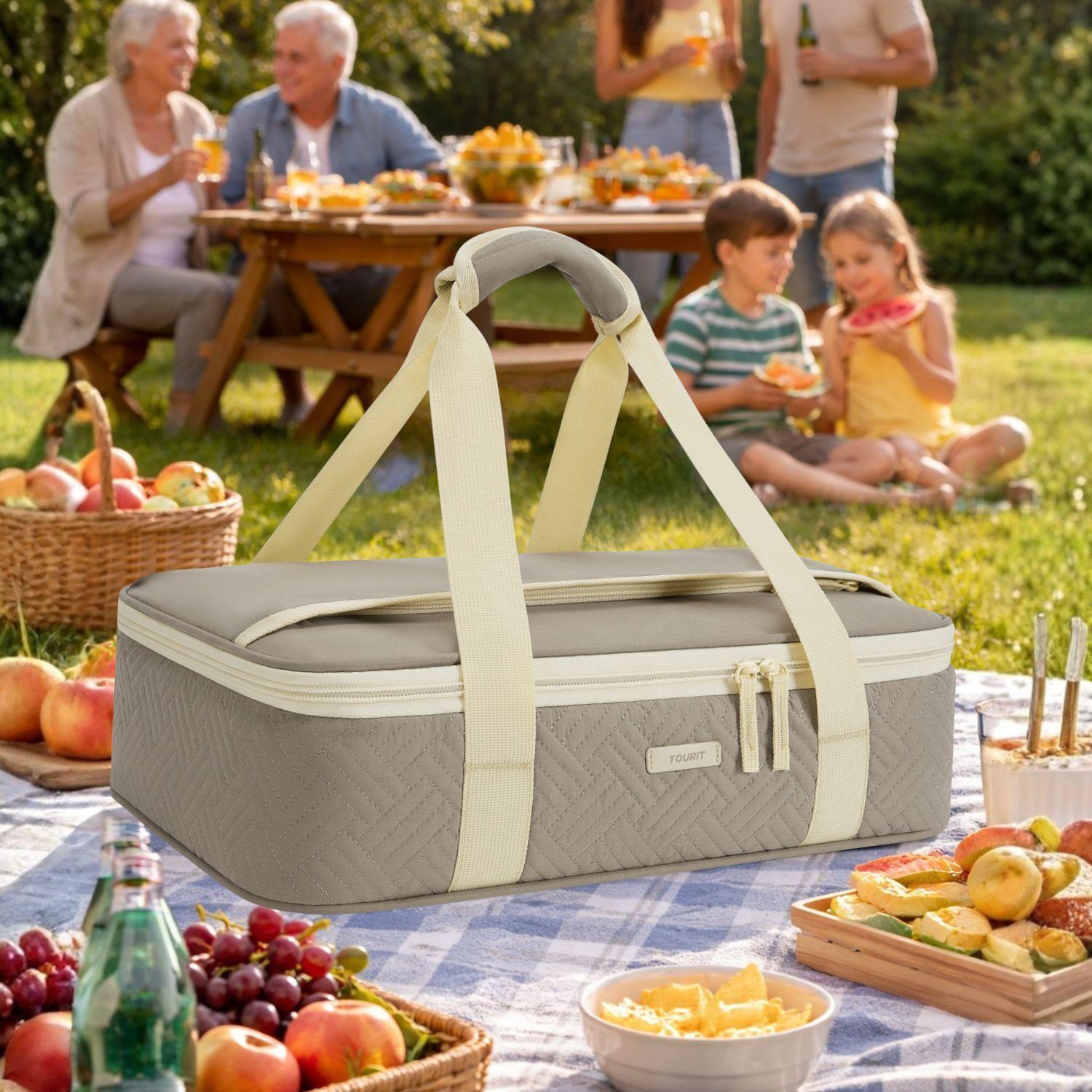 Tourit Bolso Térmico para Fuente Simple 9x13 Impermeable Camel-6