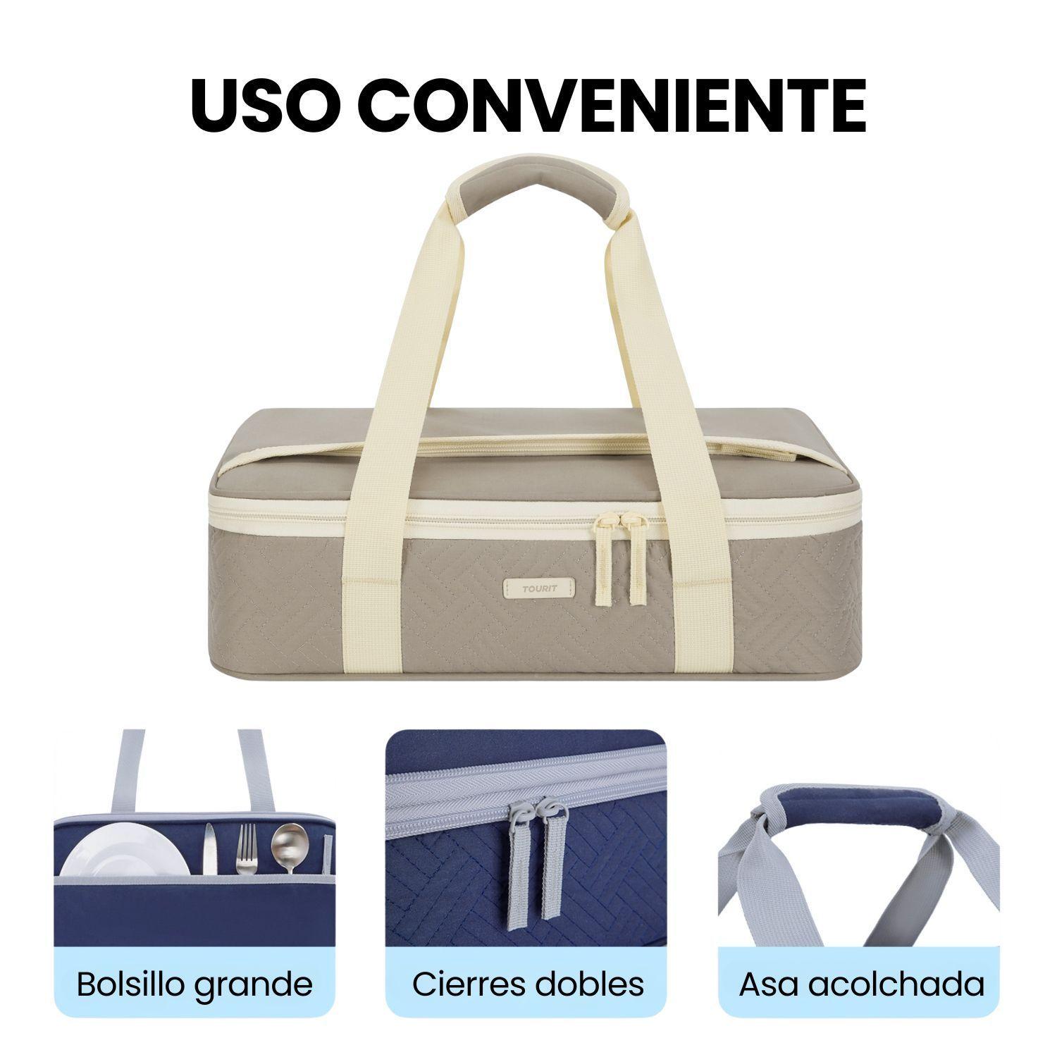 Tourit Bolso Térmico para Fuente Simple 9x13 Impermeable Camel-9