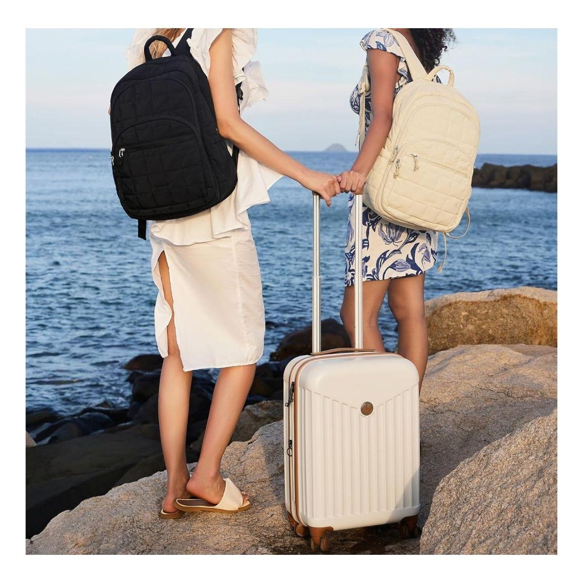 Bagsmart Maleta de Mano Odyssey Expandible 35L - 42L - Beige Crema-2