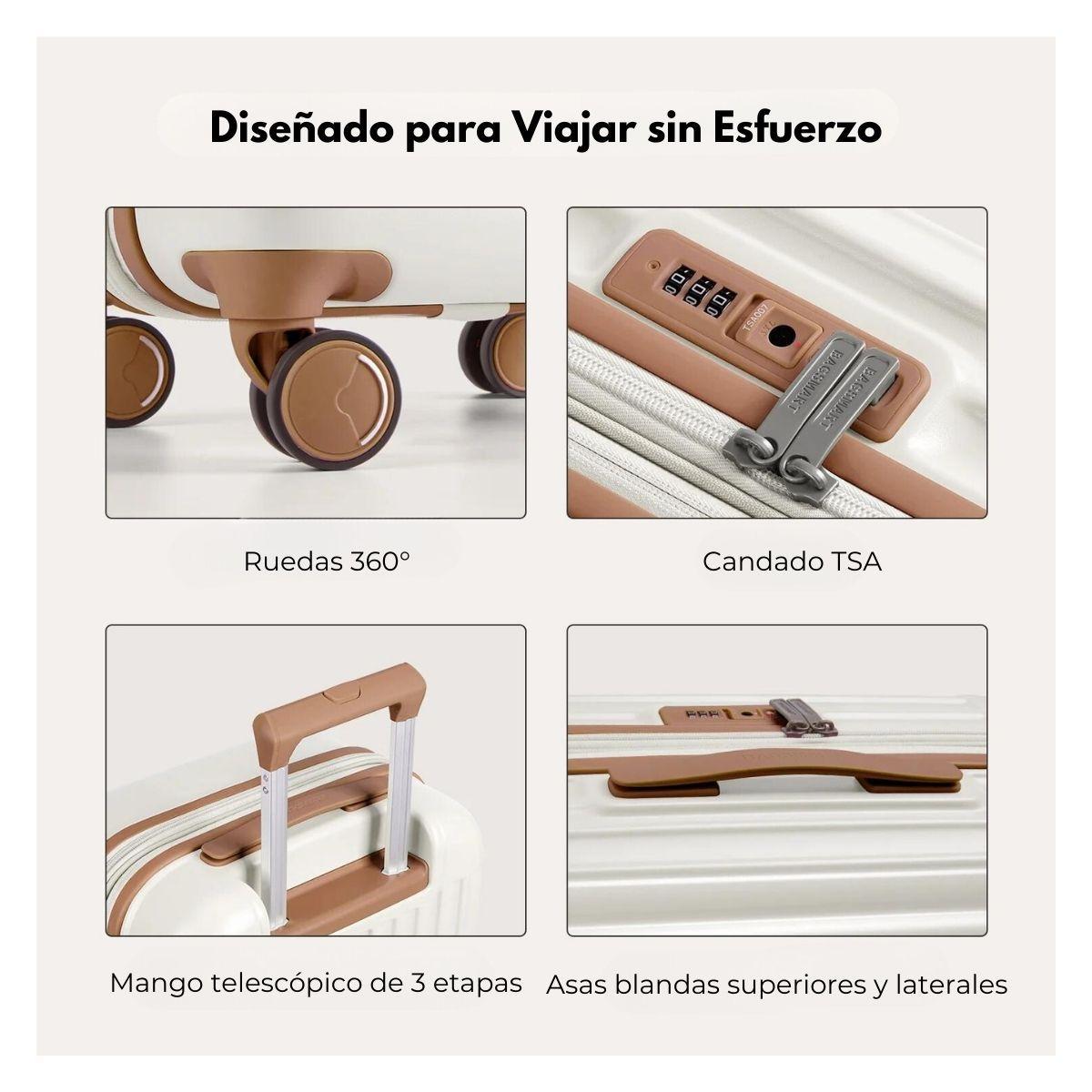 Bagsmart Maleta de Mano Odyssey Expandible 35L - 42L - Beige Crema-5