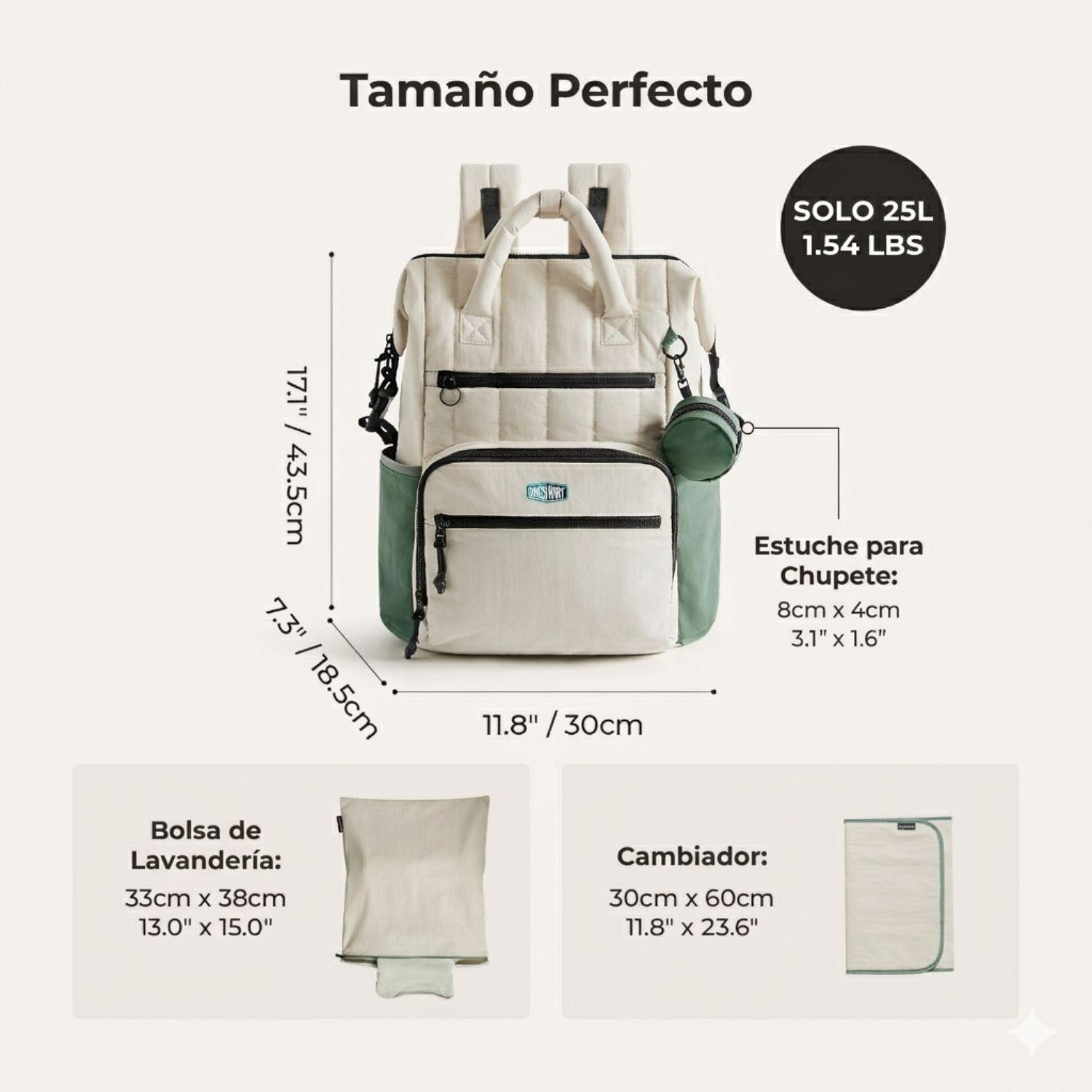 Bagsmart Mochila Pañalera Paz 25L Acolchado Beige-4