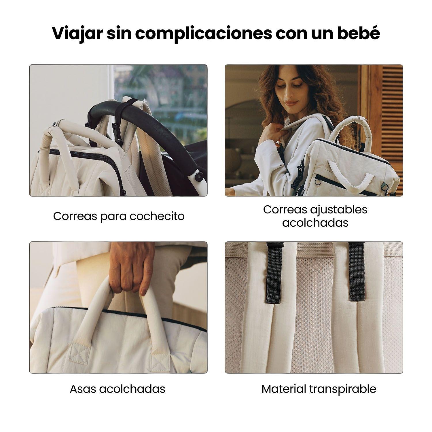 Bagsmart Mochila Pañalera Paz 25L Acolchado Beige-6