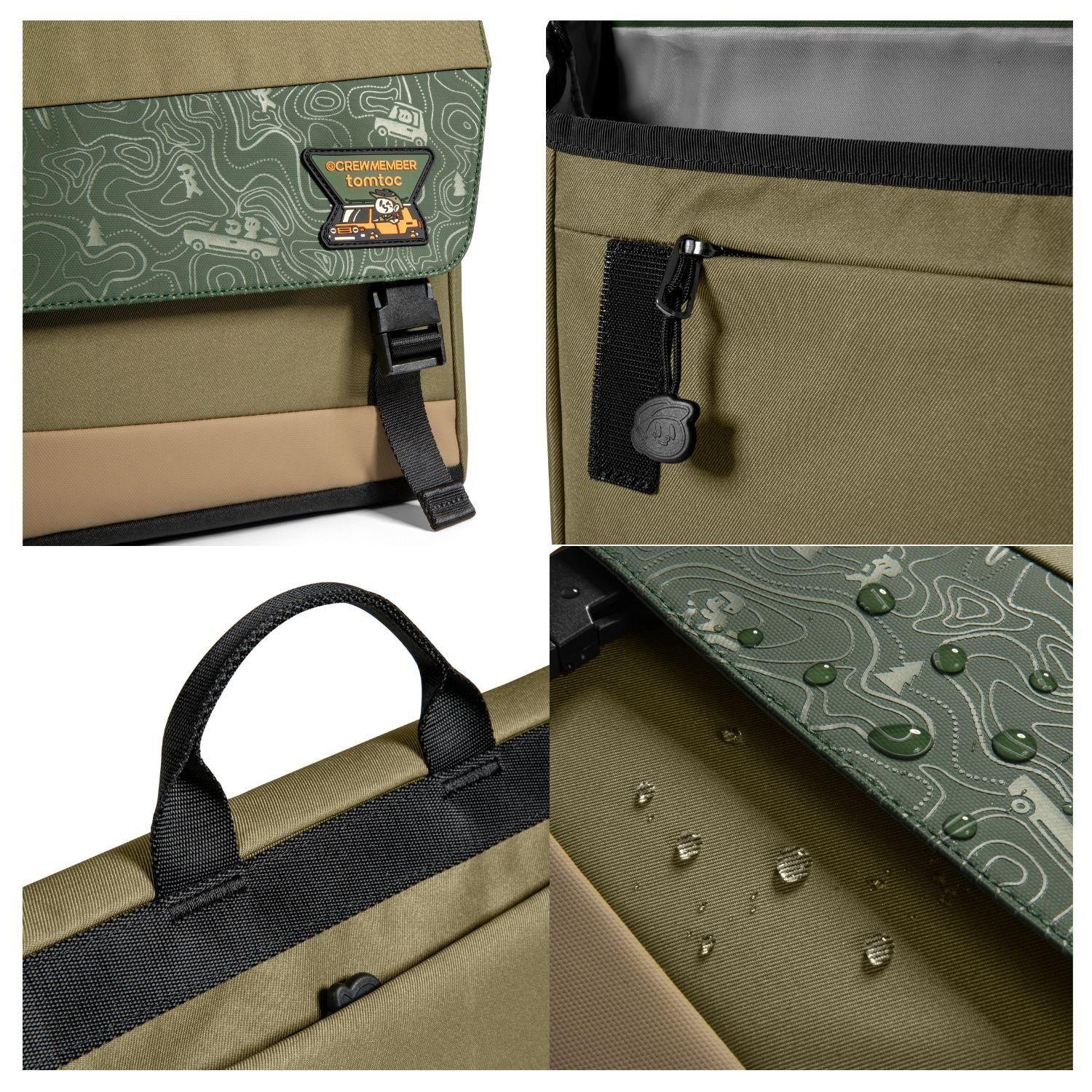 Tomtoc Bolso Mensajero Slash-T27 G-Crew hasta 11" 6.5L Verde-7