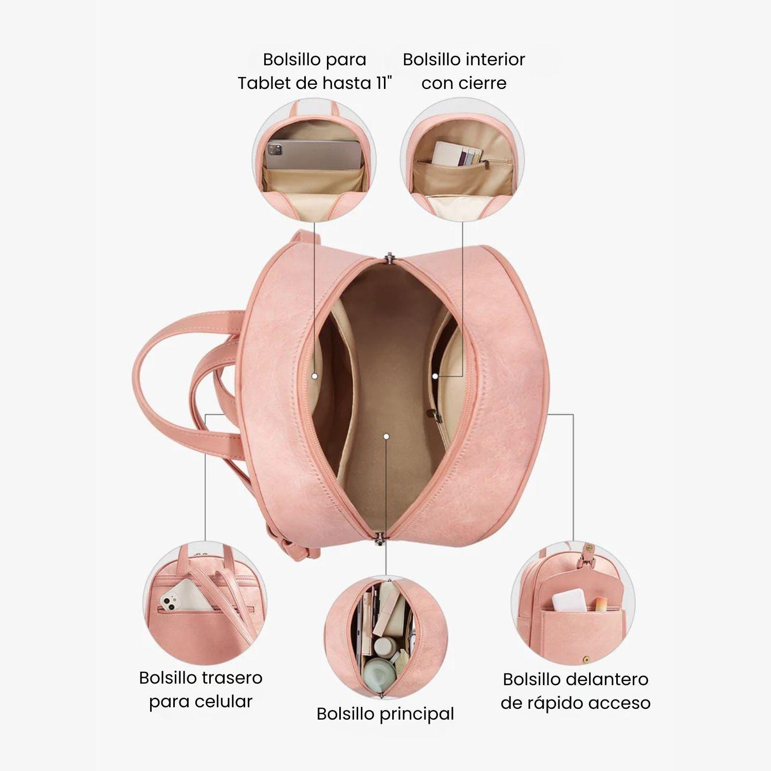 Ecosusi Mini Mochila Evelina de Papel Lavable Ecológico 11" Rosado-4