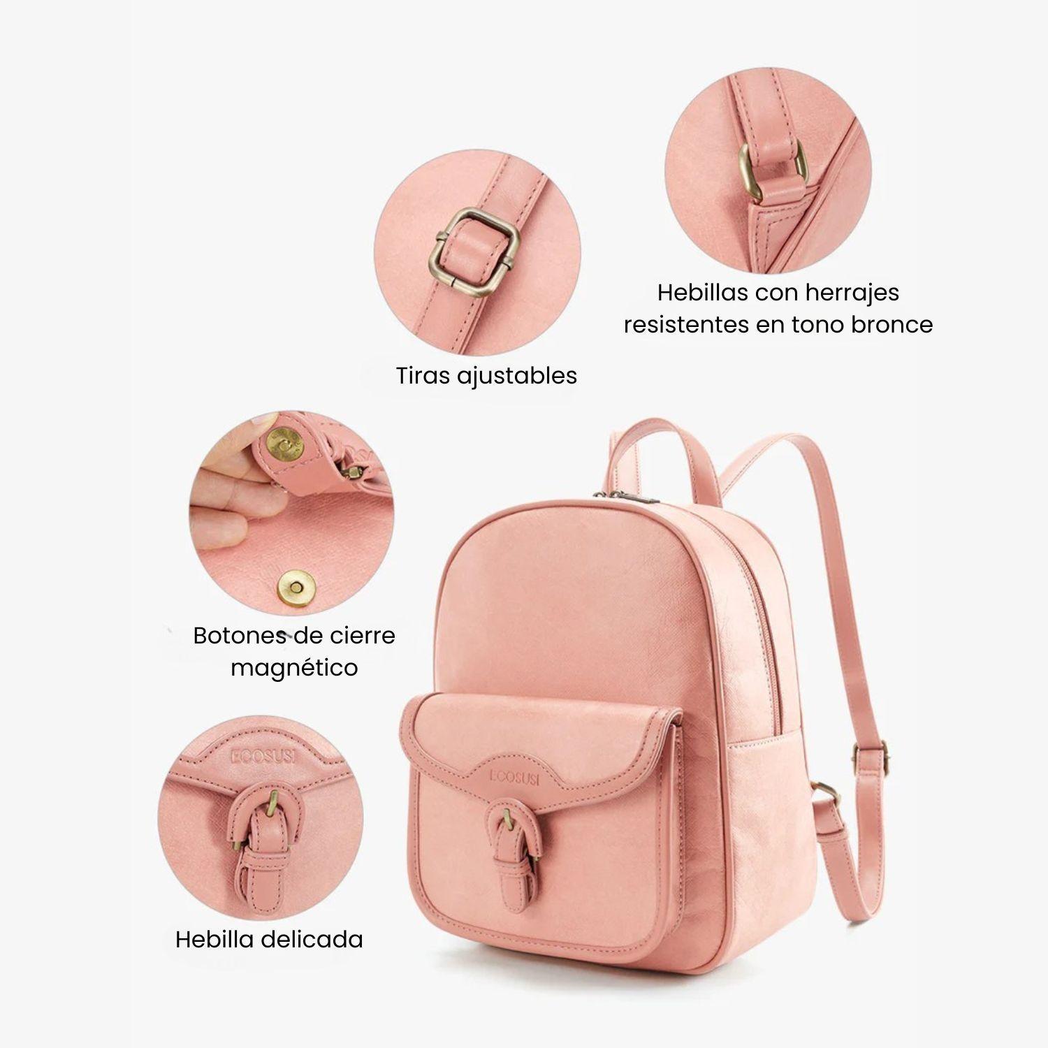 Ecosusi Mini Mochila Evelina de Papel Lavable Ecológico 11" Rosado-5