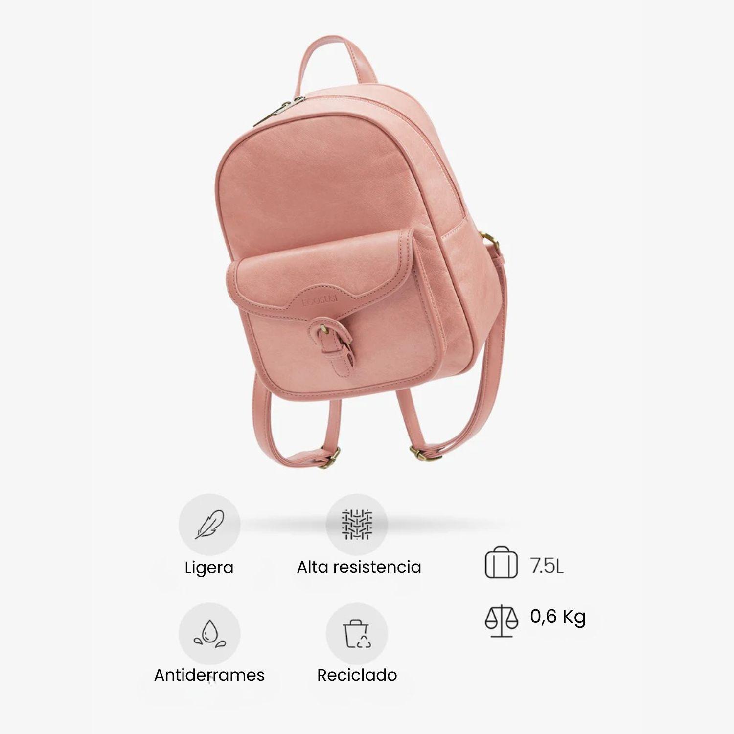 Ecosusi Mini Mochila Evelina de Papel Lavable Ecológico 11" Rosado-6