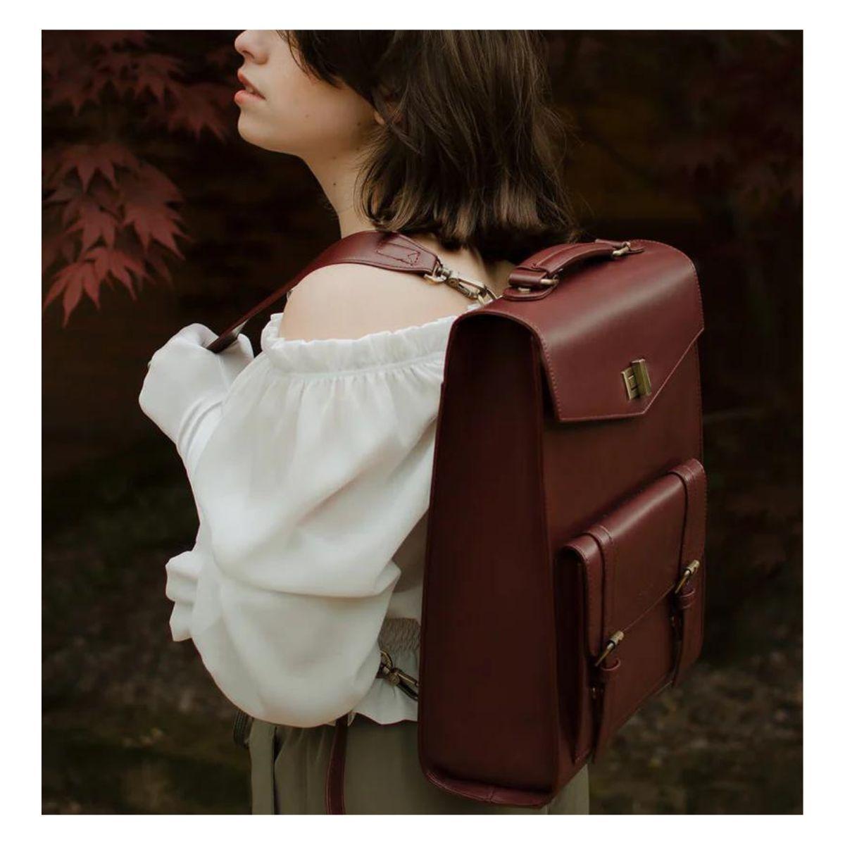 Ecosusi Mochila Vintage Daisy para Notebook 15,6" - Burdeo-2