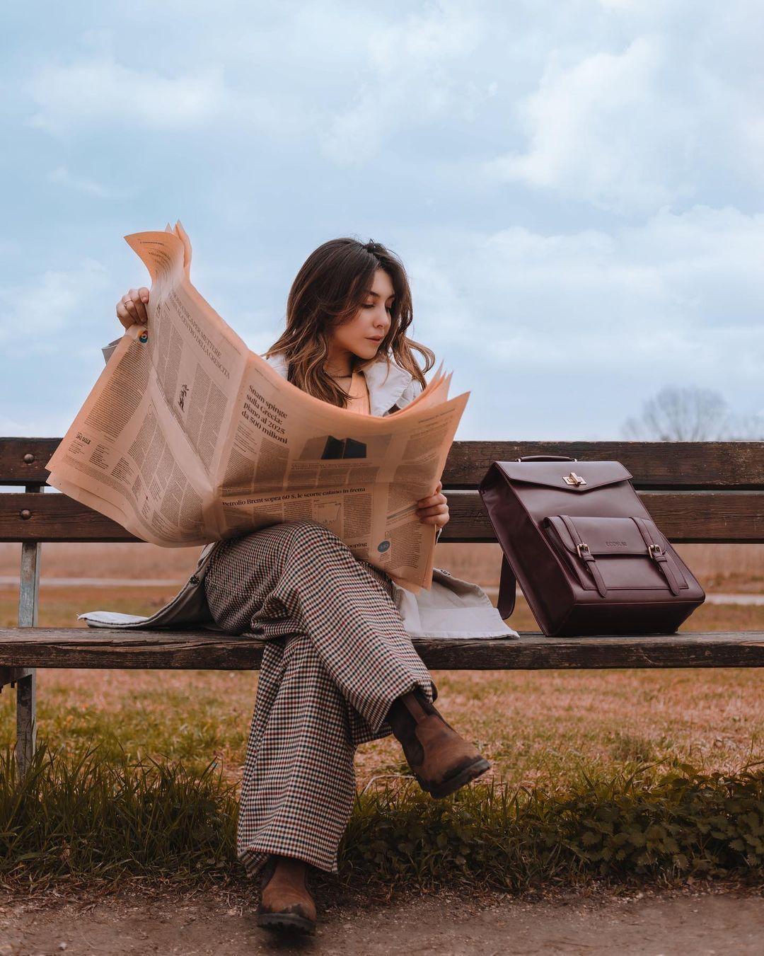 Ecosusi Mochila Vintage Daisy para Notebook 15,6" - Burdeo-3