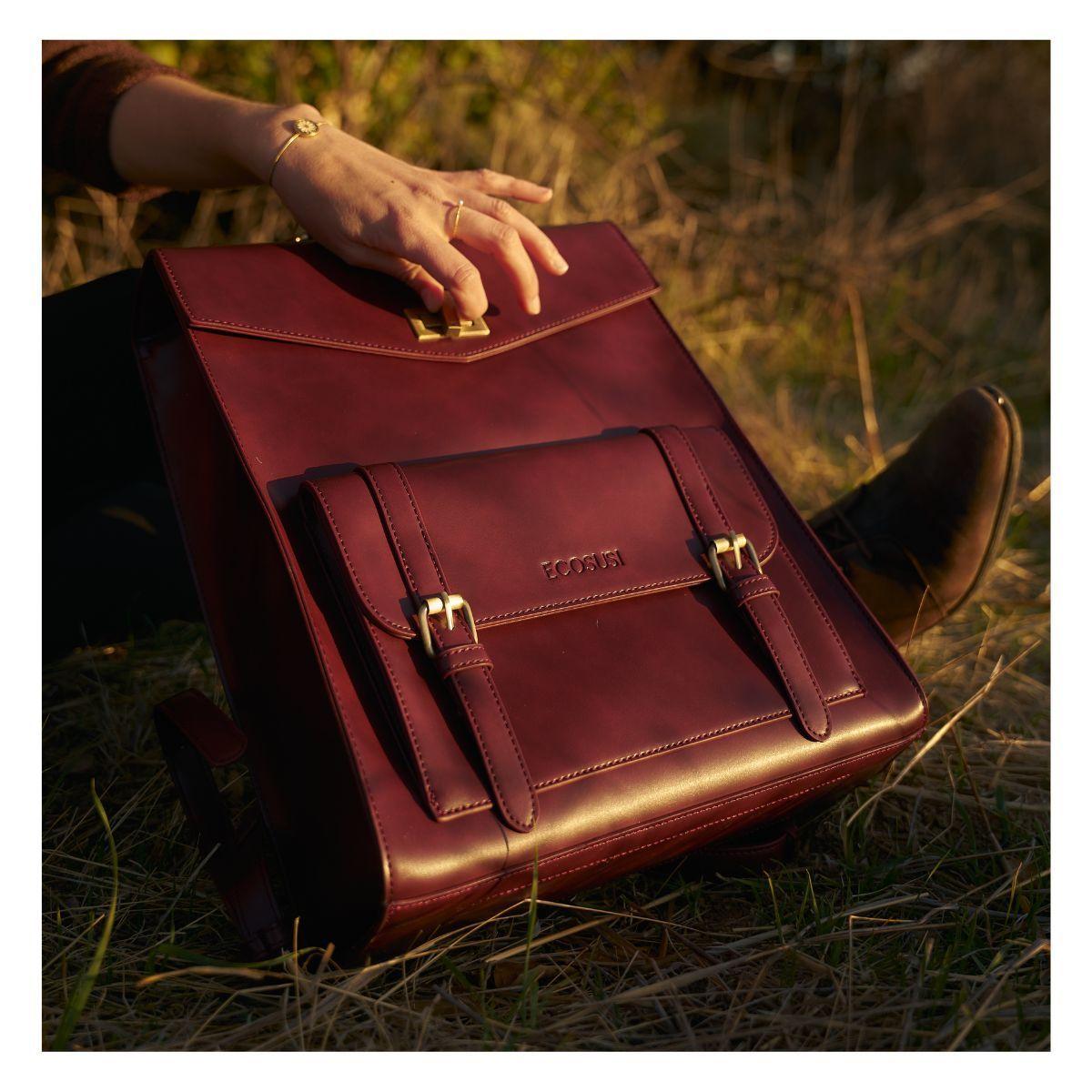 Ecosusi Mochila Vintage Daisy para Notebook 15,6" - Burdeo-7