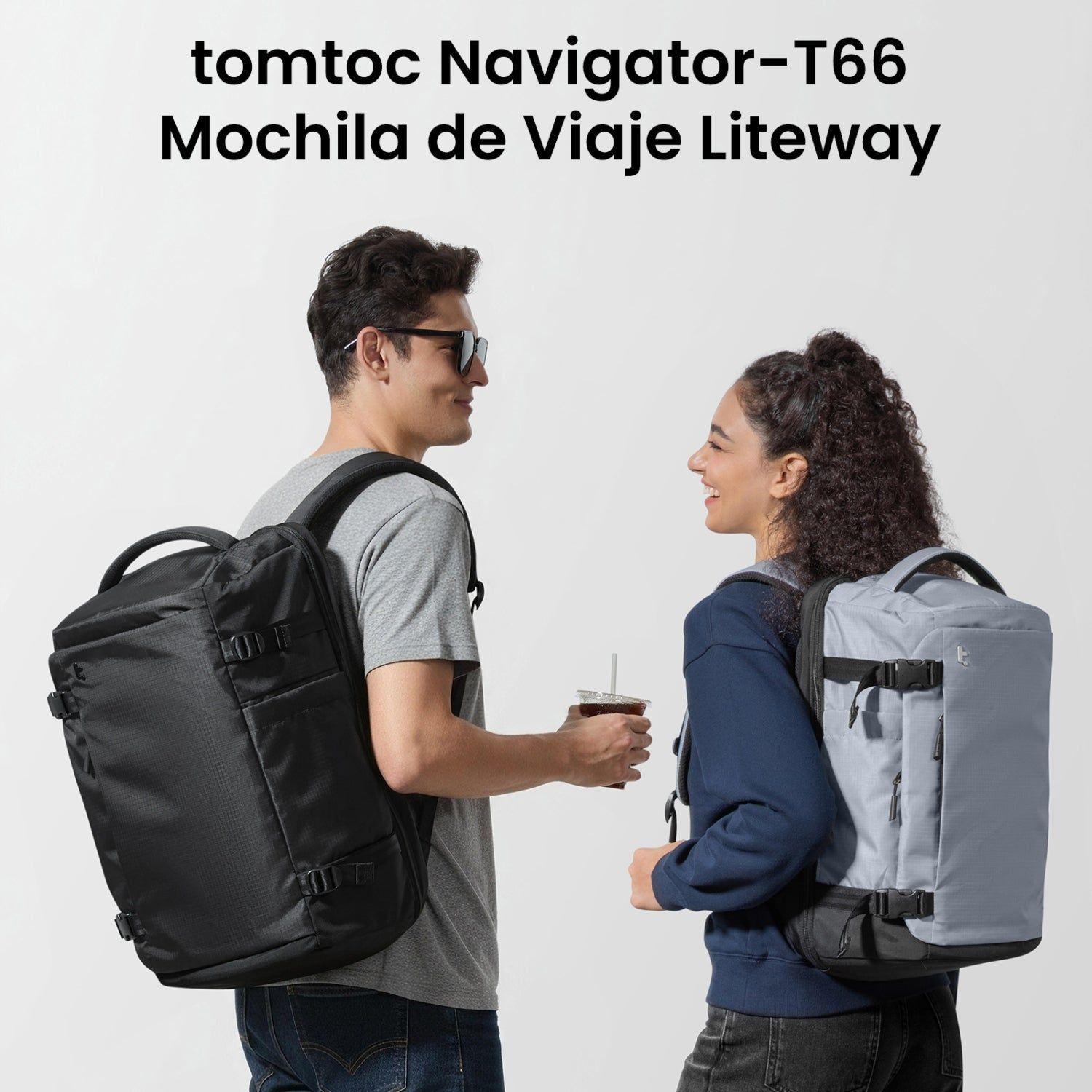 Tomtoc Mochila de Viaje Navigator-T66 Liteway de 40L para Notebook 17,3" Negro-1