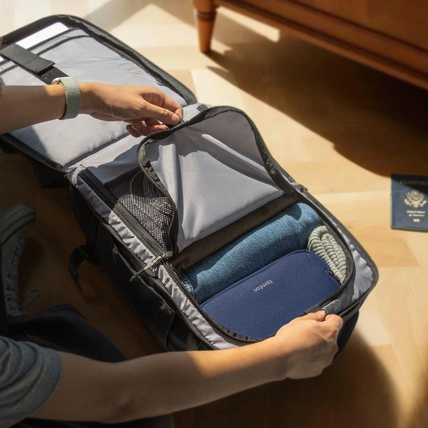 Tomtoc Mochila de Viaje Navigator-T66 Liteway de 40L para Notebook 17,3" Negro-5