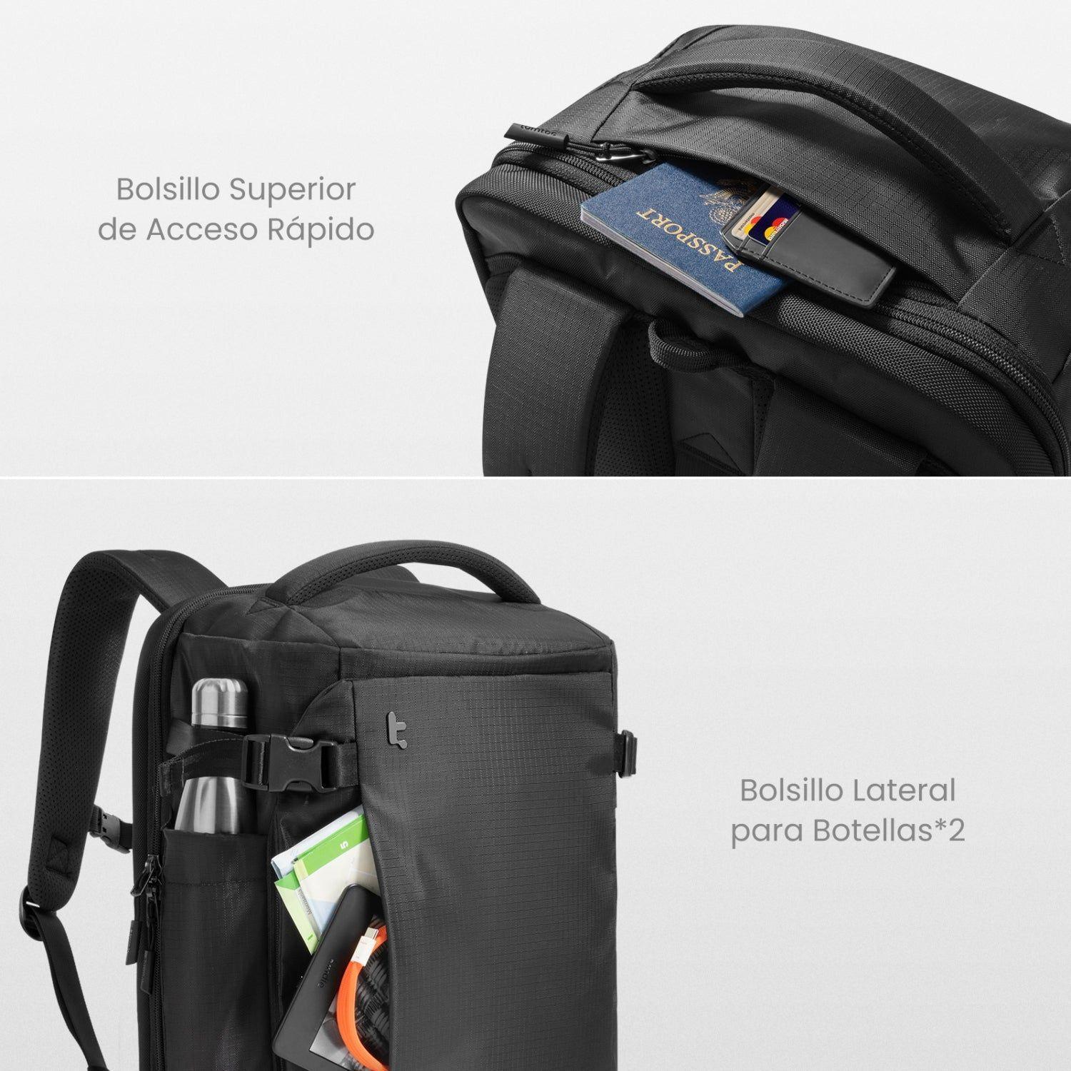 Tomtoc Mochila de Viaje Navigator-T66 Liteway de 40L para Notebook 17,3" Negro-6