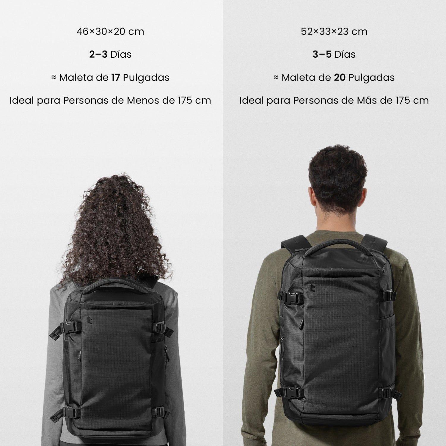 Tomtoc Mochila de Viaje Navigator-T66 Liteway de 40L para Notebook 17,3" Negro-9