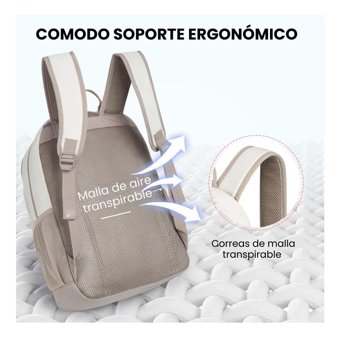 Mommore Mochila Escolar Grande 3 Compartimientos 20L - Caqui-4