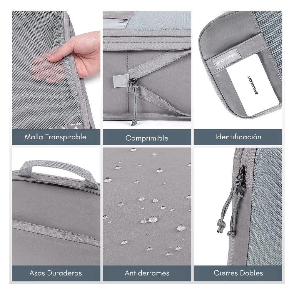 Bagsmart - Juego de bolsas de compresión (6 unidades)- Gris-3