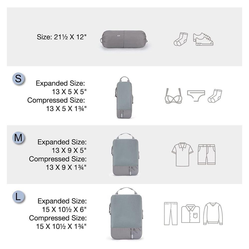 Bagsmart - Juego de bolsas de compresión (6 unidades)- Gris-4