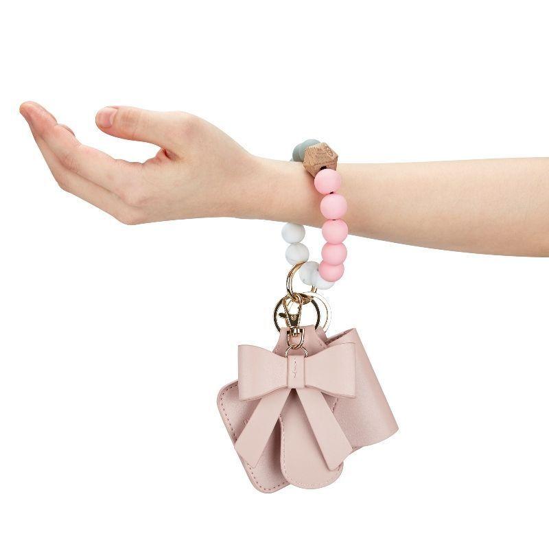 Ecosusi Llavero de Pulsera con Billetera y Estuche para Labial - Rosado-5