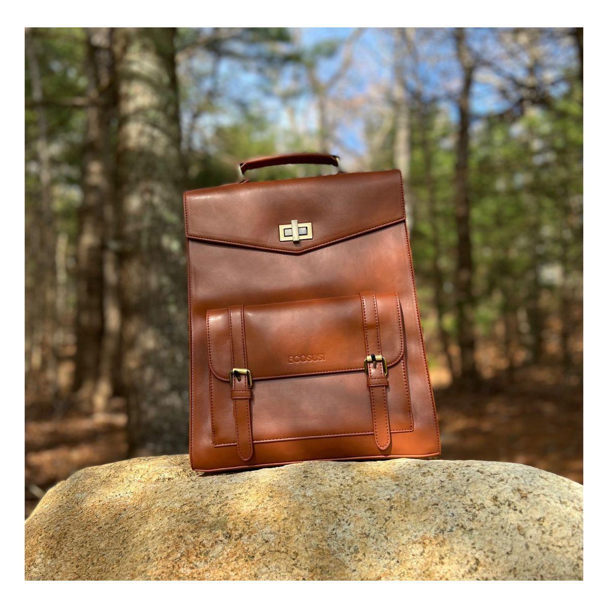 Ecosusi Mochila Vintage Daisy para Notebook 15,6" - Marrón-6