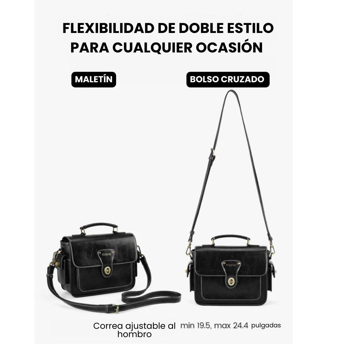 Ecosusi Bolso Mensajero Alison de Cuero Vegano - Negro-3