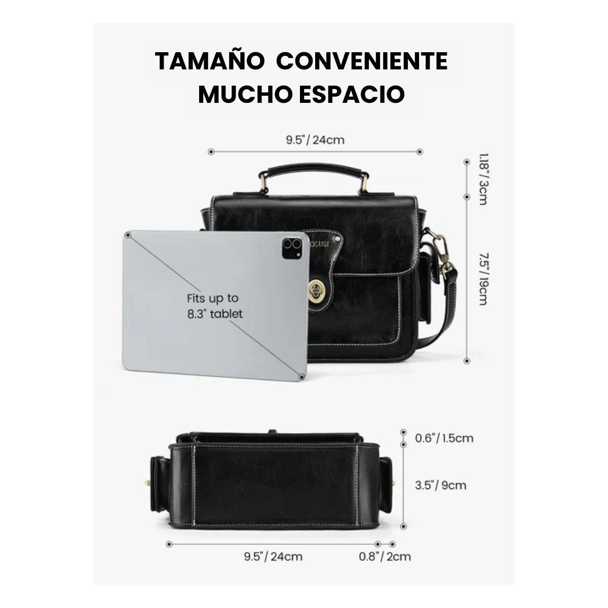 Ecosusi Bolso Mensajero Alison de Cuero Vegano - Negro-4