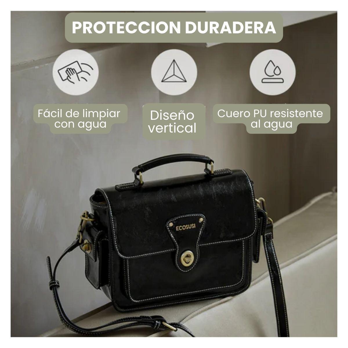 Ecosusi Bolso Mensajero Alison de Cuero Vegano - Negro-7