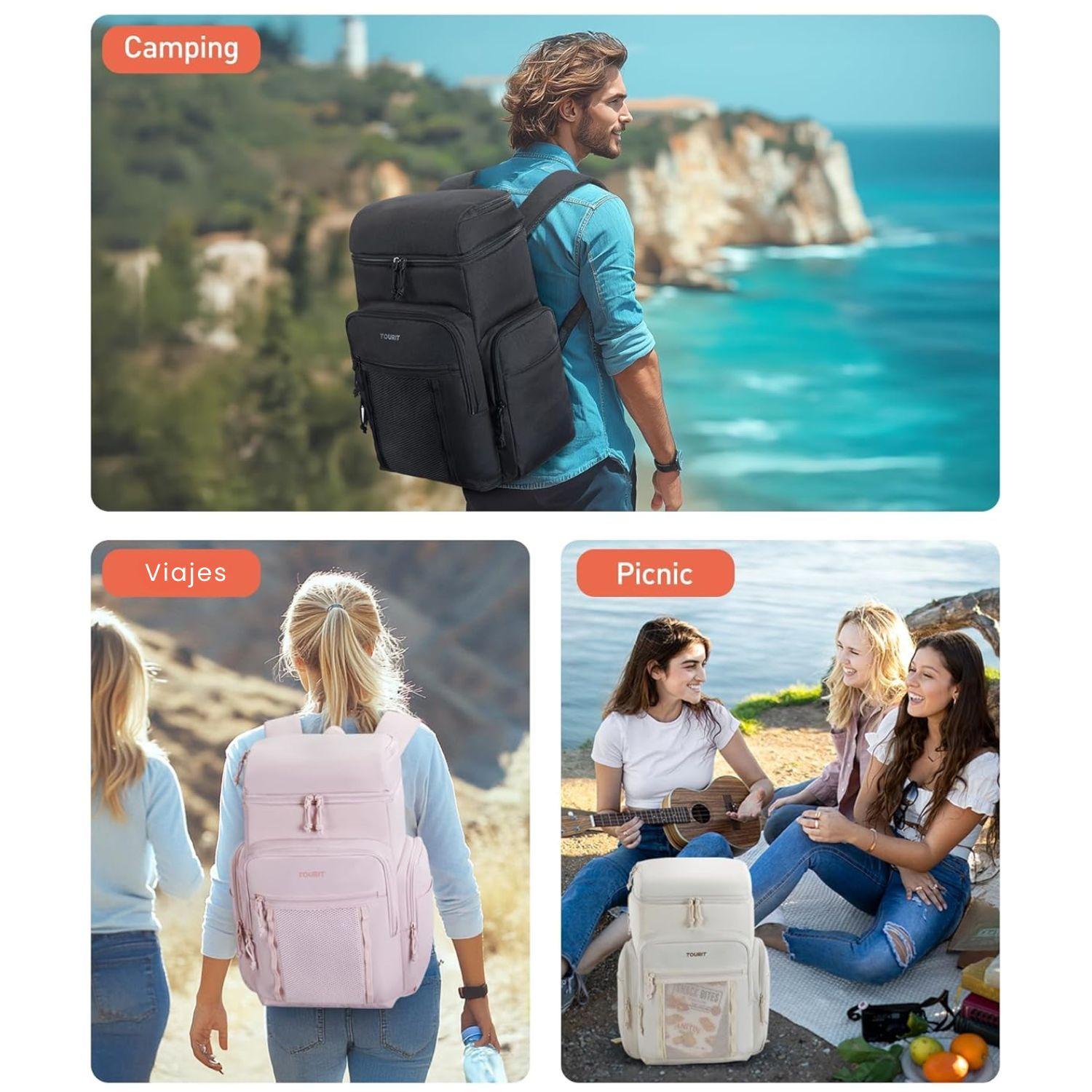 Tourit Mochila Térmica Outdoor 30 latas 28L Impermeable Rosado-3