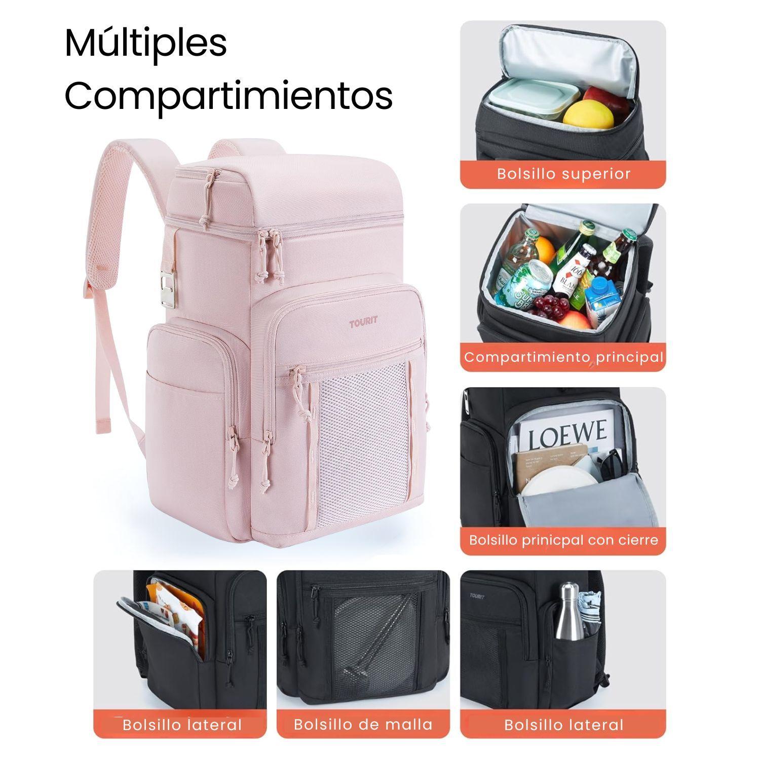 Tourit Mochila Térmica Outdoor 30 latas 28L Impermeable Rosado-5