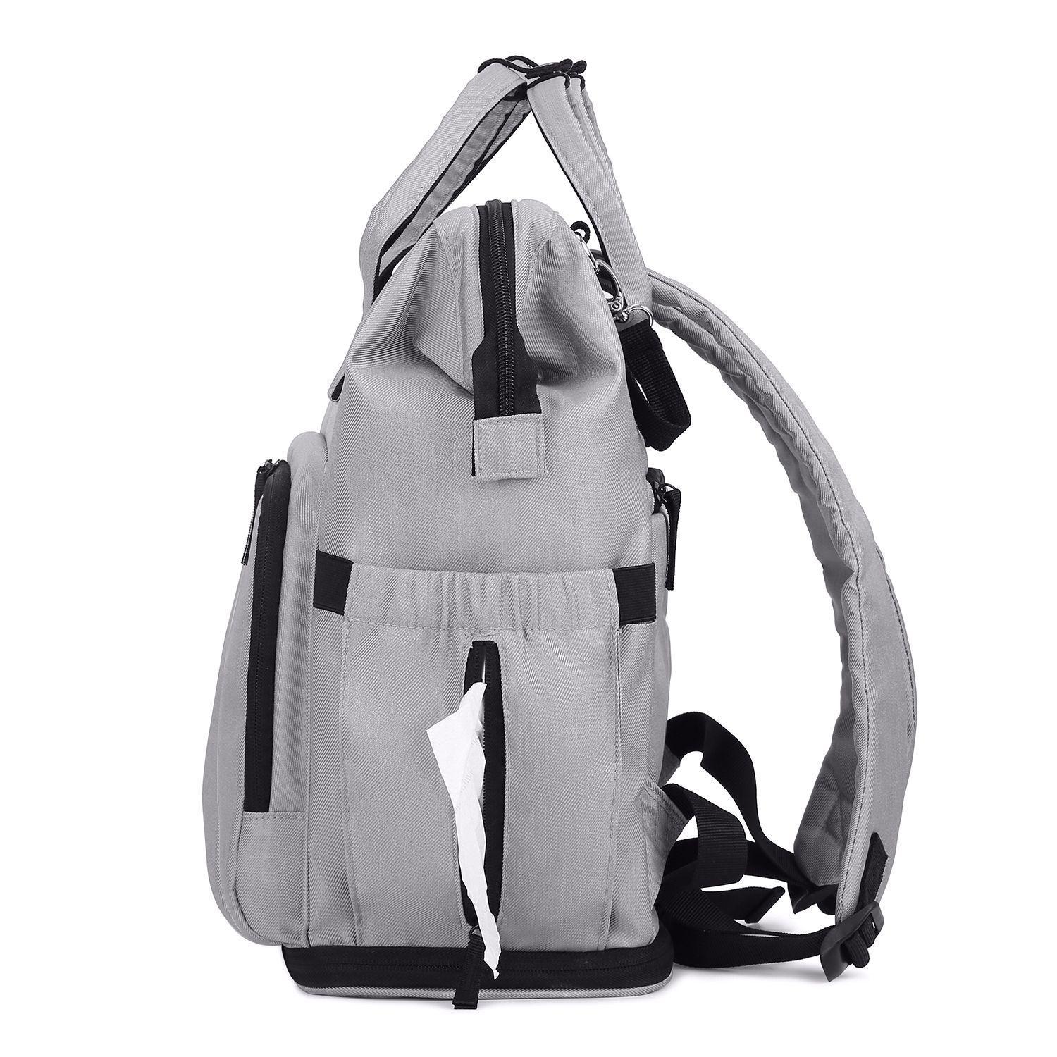 Mochila Pañalera Bebé Bolso Maternal Grande 20L - Gris-5