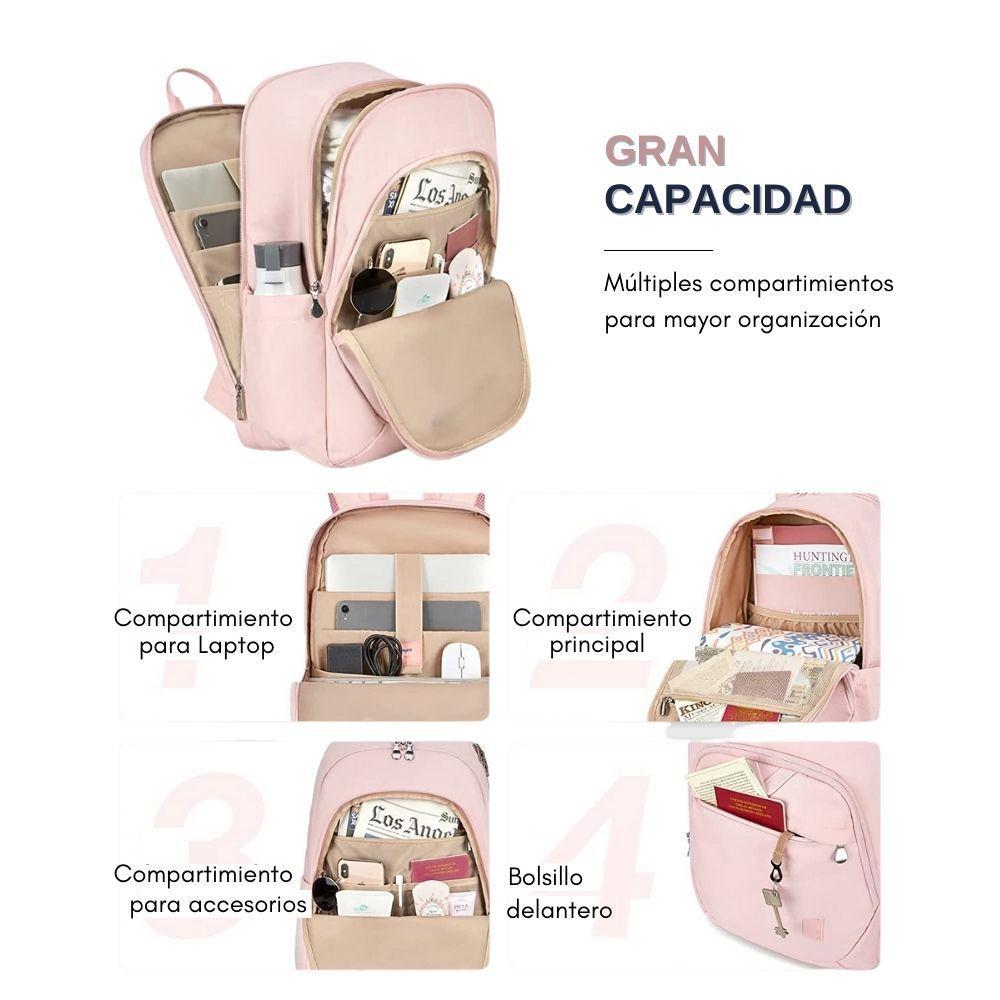 Bagsmart Mochila de viaje para notebook de 15.6" - Rosado-4