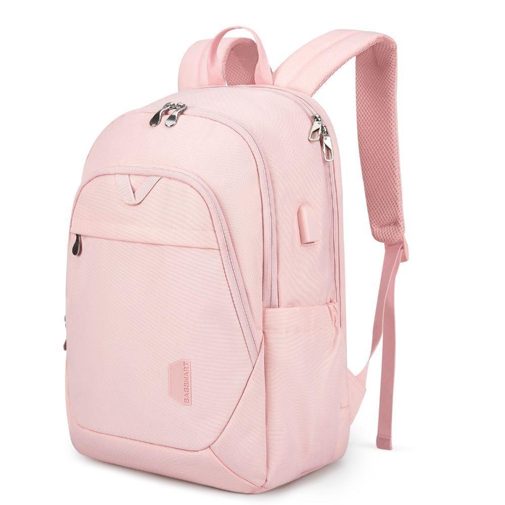 Bagsmart Mochila de viaje para notebook de 15.6" - Rosado-0