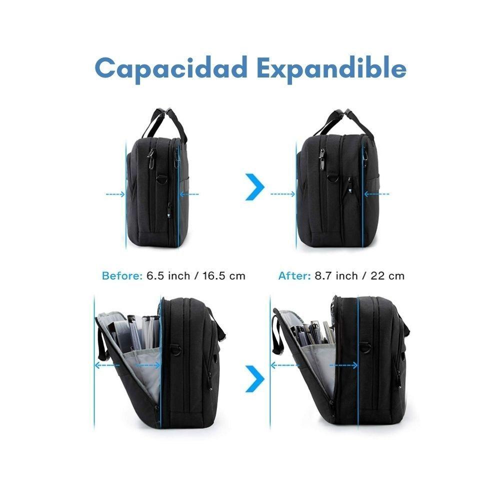 Bagsmart - Maletín expandible para notebook de 17,3"- Negro-2
