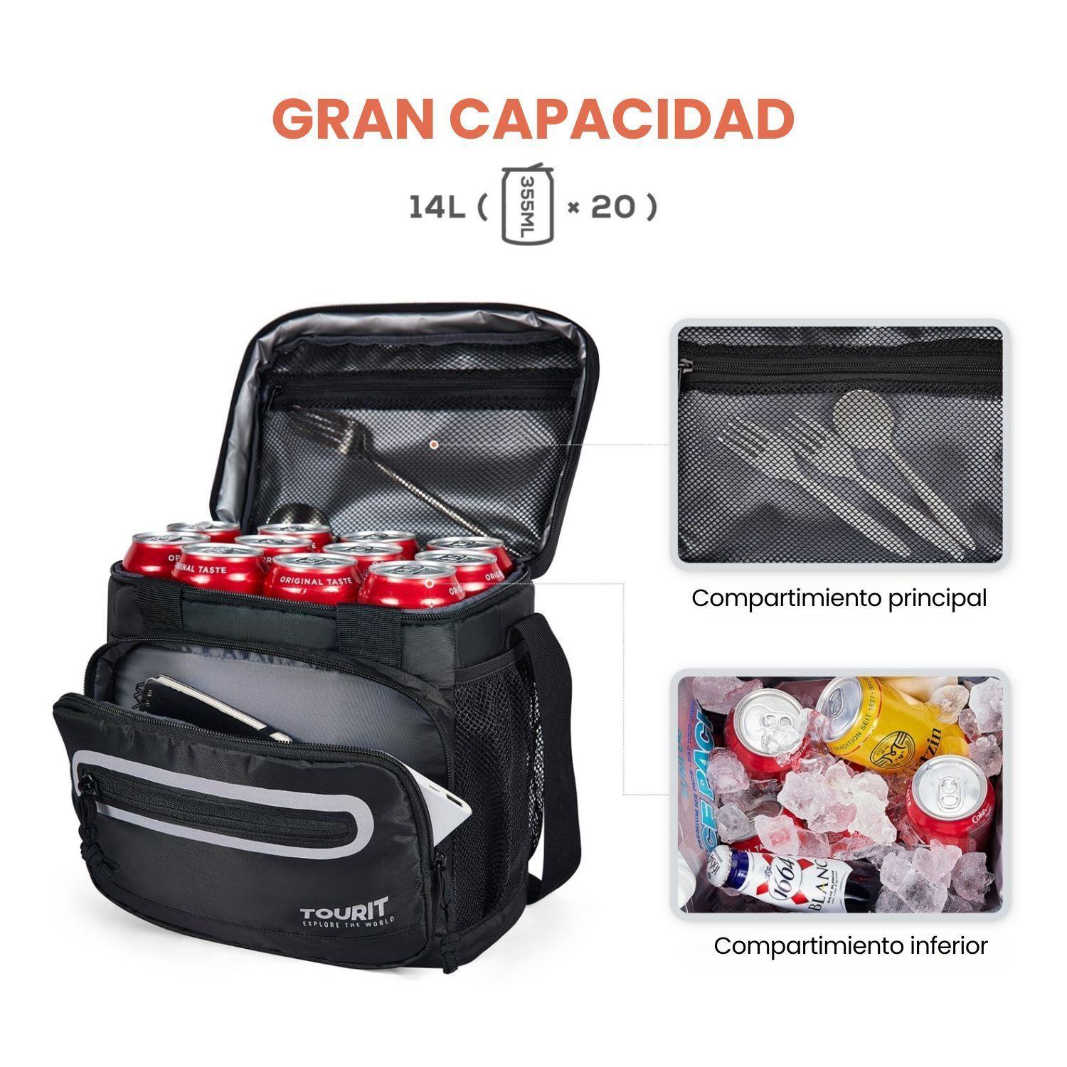 Tourit Lonchera Térmica Work 20 latas 14L Impermeable Negro-4