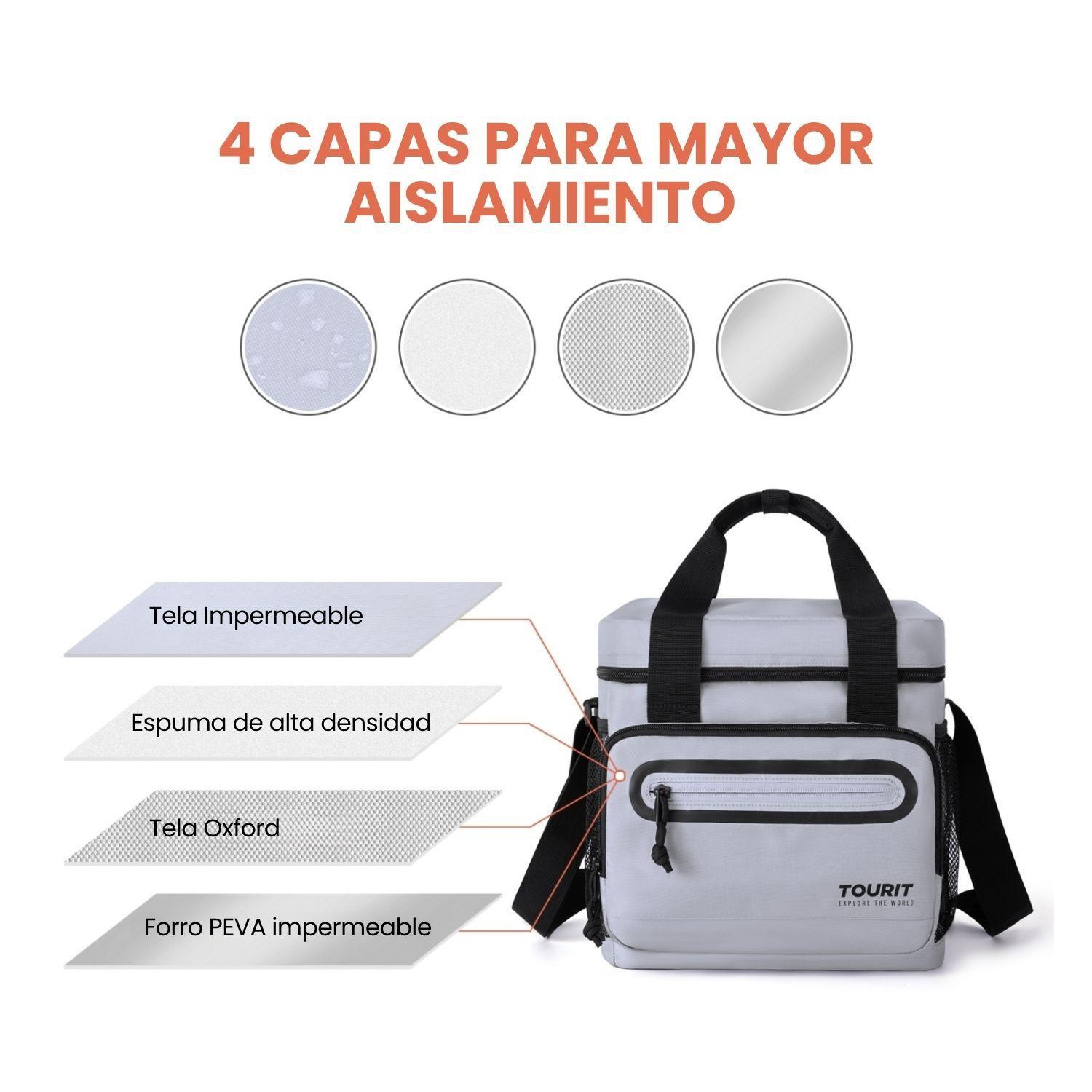 Tourit Lonchera Térmica Work 20 latas 14L Impermeable Gris-5