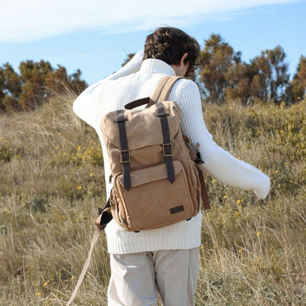 Bagsmart Mochila para camara y notebook de 15" - Khaki-7