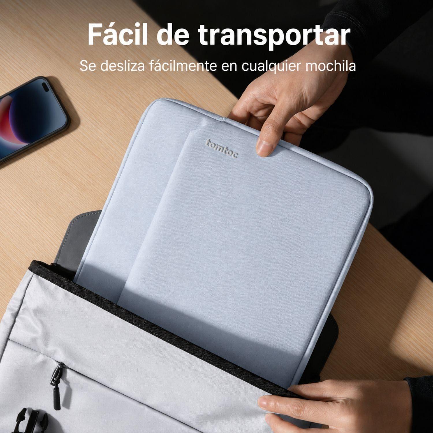 Tomtoc Funda Light-A18 para MacBook Neo/ Air / Pro 13" Azul Niebla-6