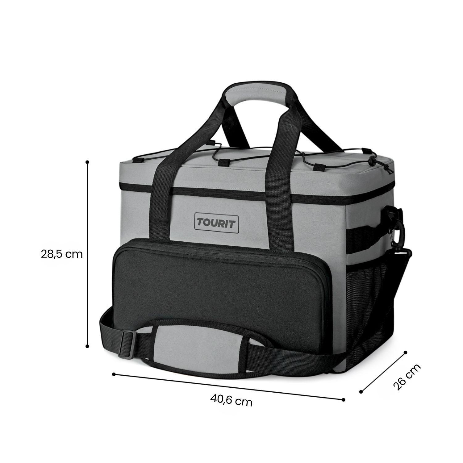 Tourit Cooler Bag Refrigerador Aislado Portátil 46 latas 32L Gris-4